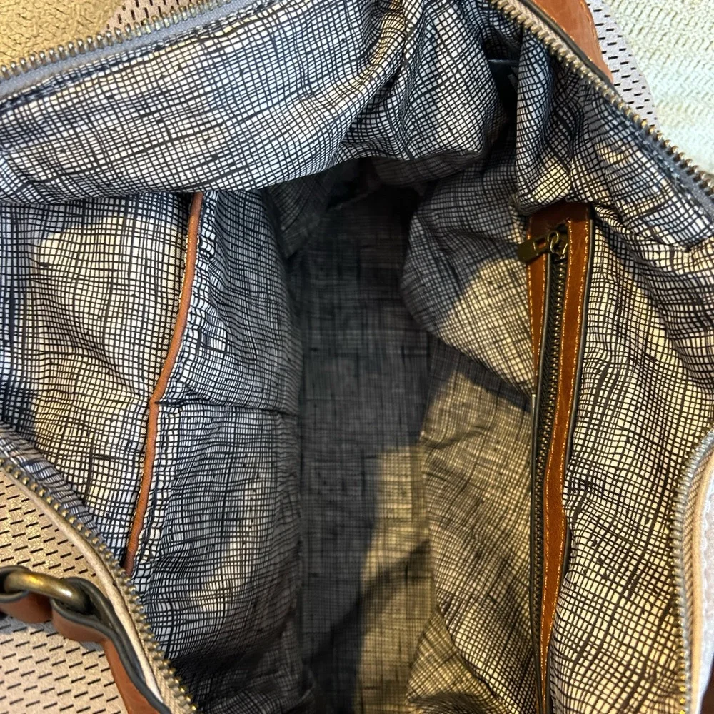 Antik Kraft Gray & Brown Vegan Leather Satchel Shoulder Bag Crossbody Strap - Picture 6 of 12